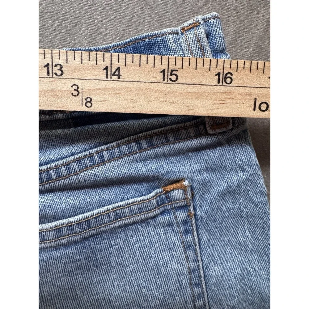 Abercrombie & Fitch The Mom Short Womens 31/12 Blue Cotton High Rise Raw Hem - Picture 7 of 7